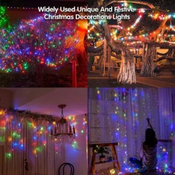 LED Icicle Lights 3/5M 256LED Fairy String Light Outdoor Solar Power Curtain Lights for Window Christmas Party Garden Yard Holiday Decor Lighting With Remote Controller