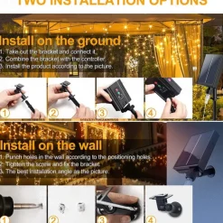 LED Icicle Lights 3/5M 256LED Fairy String Light Outdoor Solar Power Curtain Lights for Window Christmas Party Garden Yard Holiday Decor Lighting With Remote Controller