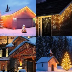 LED Icicle Lights 3/5M 256LED Fairy String Light Outdoor Solar Power Curtain Lights for Window Christmas Party Garden Yard Holiday Decor Lighting With Remote Controller