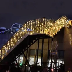 LED Icicle Lights 3/5M 256LED Fairy String Light Outdoor Solar Power Curtain Lights for Window Christmas Party Garden Yard Holiday Decor Lighting With Remote Controller