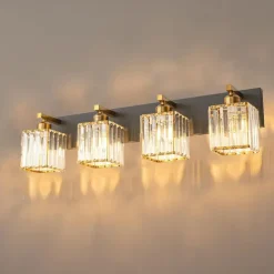 LED Indoor Wall Lights Warm White 2/3/4-Light American Simple Light Luxury Crystal Industrial Wall Lamp for Bathroom Bedroom 110-240V