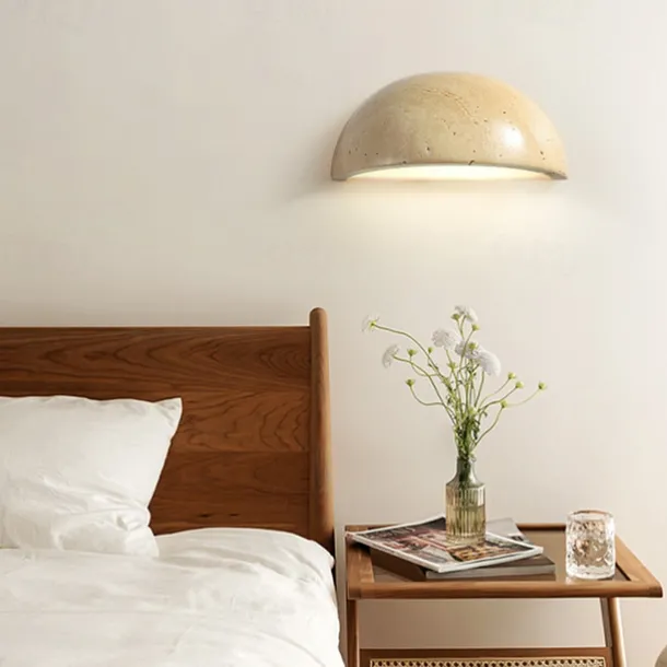 LED Indoor Wall Lights Warm White 15cm Modern Natural Stone Wall Sconce Half Moon Marble Wall Light Fixture G4 for Bedroom Hallway Kitchen 110-240V