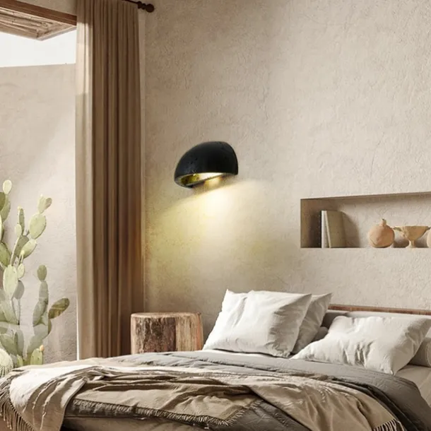 LED Indoor Wall Lights Warm White 15cm Modern Natural Stone Wall Sconce Half Moon Marble Wall Light Fixture G4 for Bedroom Hallway Kitchen 110-240V