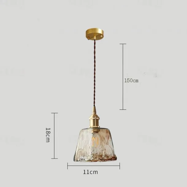 LED Island Light Pendant Light, Unique Mini Glass Pendant Light Japanese Style Amber Color Decorative Lighting Bedroom Living Room