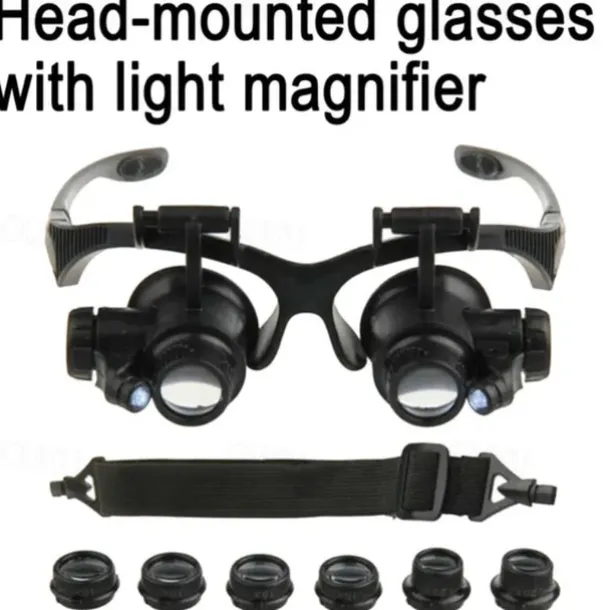 LED Lamp Jeweler Magnifier 15X 20X 25X Lens Magnifying Eye Glasses Loupe Jewelry Appraisal Watch Repair