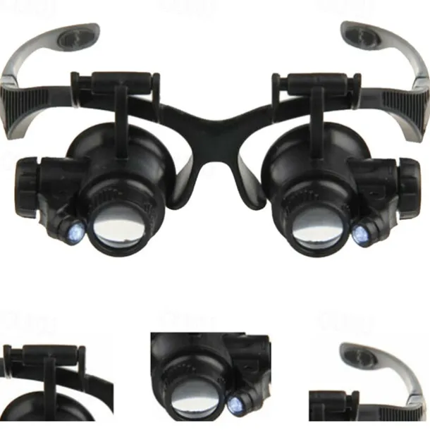 LED Lamp Jeweler Magnifier 15X 20X 25X Lens Magnifying Eye Glasses Loupe Jewelry Appraisal Watch Repair