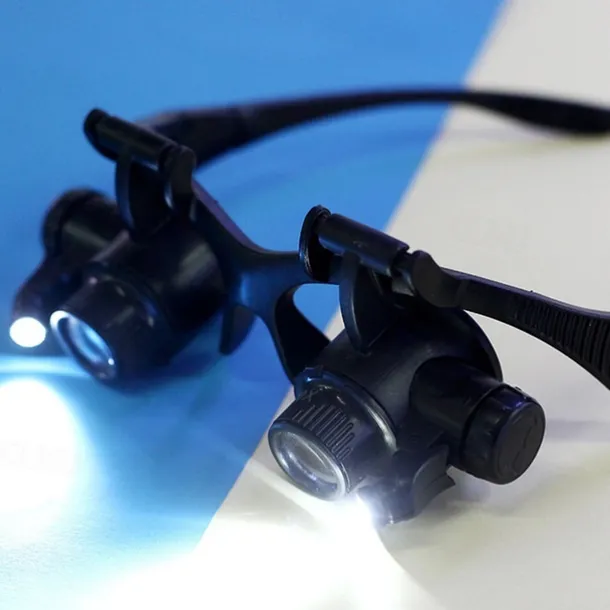 LED Lamp Jeweler Magnifier 15X 20X 25X Lens Magnifying Eye Glasses Loupe Jewelry Appraisal Watch Repair