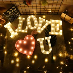 LED Letter Lights Sign, 26 Alphabet Light Up Letters, Battery-Powered Decorative Marquee Lamps for Weddings, Birthdays, Parties, Home Bar and Christmas Décor