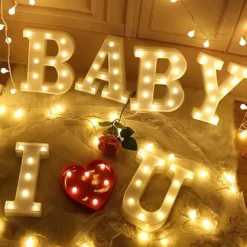 LED Letter Lights Sign, 26 Alphabet Light Up Letters, Battery-Powered Decorative Marquee Lamps for Weddings, Birthdays, Parties, Home Bar and Christmas Décor