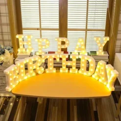 LED Letter Lights Sign, 26 Alphabet Light Up Letters, Battery-Powered Decorative Marquee Lamps for Weddings, Birthdays, Parties, Home Bar and Christmas Décor