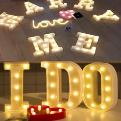 LED Letter Lights Sign, 26 Alphabet Light Up Letters, Battery-Powered Decorative Marquee Lamps for Weddings, Birthdays, Parties, Home Bar and Christmas Décor