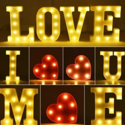LED Letter Lights Sign, 26 Alphabet Light Up Letters, Battery-Powered Decorative Marquee Lamps for Weddings, Birthdays, Parties, Home Bar and Christmas Décor