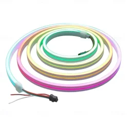 LED Light Bar Neon Strip Light 1-5M Addressable RGB Rainbow LED Pixel Light Bar DC12V Including Power Supply and RF 17key Controller Applicable to DIY LED Neon Sign Art Wall Decoration WS2811