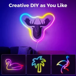 LED Light Bar Neon Strip Light 1-5M Addressable RGB Rainbow LED Pixel Light Bar DC12V Including Power Supply and RF 17key Controller Applicable to DIY LED Neon Sign Art Wall Decoration WS2811