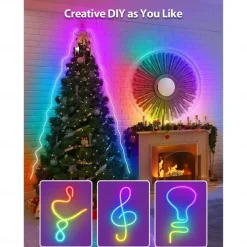 LED Light Bar Neon Strip Light 1-5M Addressable RGB Rainbow LED Pixel Light Bar DC12V Including Power Supply and RF 17key Controller Applicable to DIY LED Neon Sign Art Wall Decoration WS2811