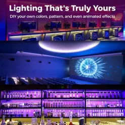 LED Light Bar Neon Strip Light 1-5M Addressable RGB Rainbow LED Pixel Light Bar DC12V Including Power Supply and RF 17key Controller Applicable to DIY LED Neon Sign Art Wall Decoration WS2811