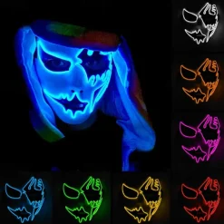 LED Light Ghost Mask EL Mask for Halloween Scary Cosplay Masquerade Dancing Party Luminous Mask