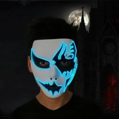 LED Light Ghost Mask EL Mask for Halloween Scary Cosplay Masquerade Dancing Party Luminous Mask