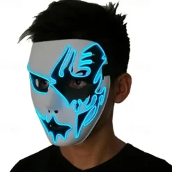 LED Light Ghost Mask EL Mask for Halloween Scary Cosplay Masquerade Dancing Party Luminous Mask