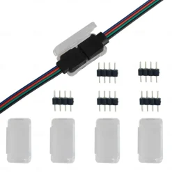 LED Light Strip Connector Waterproof Fixing Clip 4 Pin RGB Needle Male Type Waterproof Box Light Bar Accessory Box is Suitable for Fixing RGB 4Bin Connector Line