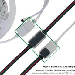LED Light Strip Connector Waterproof Fixing Clip 4 Pin RGB Needle Male Type Waterproof Box Light Bar Accessory Box is Suitable for Fixing RGB 4Bin Connector Line