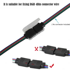 LED Light Strip Connector Waterproof Fixing Clip 4 Pin RGB Needle Male Type Waterproof Box Light Bar Accessory Box is Suitable for Fixing RGB 4Bin Connector Line