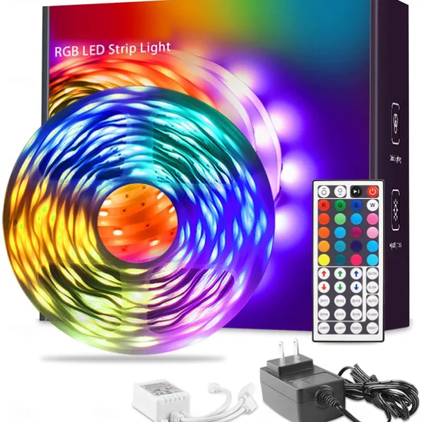 LED Light Strip 15m/20m 50ft 65.6ft RGB Color Change LED Light Strip Kit with IR44 Key Remote Control for Bedroom Lighting Flexible Home Decoration