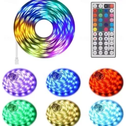 LED Light Strip 15m/20m 50ft 65.6ft RGB Color Change LED Light Strip Kit with IR44 Key Remote Control for Bedroom Lighting Flexible Home Decoration