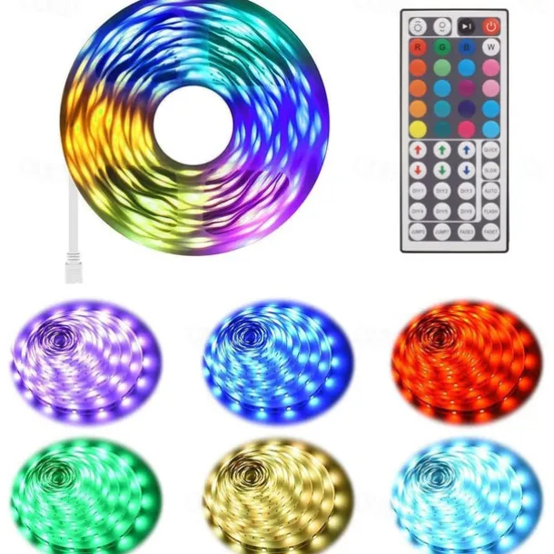 LED Light Strip 15m/20m 50ft 65.6ft RGB Color Change LED Light Strip Kit with IR44 Key Remote Control for Bedroom Lighting Flexible Home Decoration