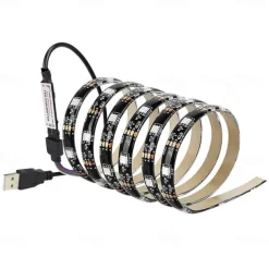 LED Light Strips 2M USB Flexible Tiktok Lights TV Backlight 60LED 10mm Waterproof Multi-color TV Backlight with Infrared Remote Controller Halloween TV Computer Background