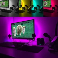LED Light Strips 2M USB Flexible Tiktok Lights TV Backlight 60LED 10mm Waterproof Multi-color TV Backlight with Infrared Remote Controller Halloween TV Computer Background