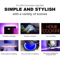 LED Light Strips RGB Lights USB Flexible Lamp USB 5V 5050 SMD 10mm LEDs Blackboard with 24 Key IR Remote Controller for Flat Screen TV Background, HDTV, PC Monitor 1M~5M