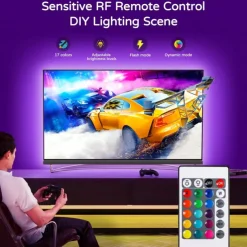 LED Light Strips RGB Lights USB Flexible Lamp USB 5V 5050 SMD 10mm LEDs Blackboard with 24 Key IR Remote Controller for Flat Screen TV Background, HDTV, PC Monitor 1M~5M