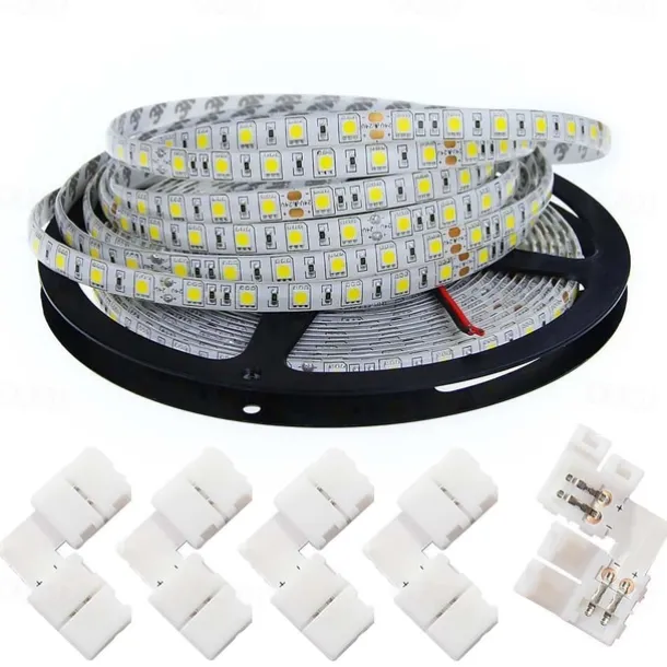 LED Light Strips Tiktok Lights 5050 5M 300 leds 10mm 4200 lm Warm White White(DC 12V) With 5PCS 5050 Strip Light Connector