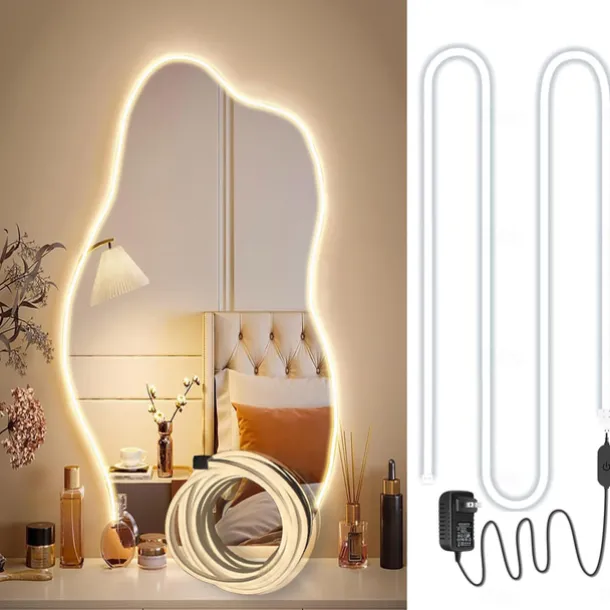 LED Makeup Mirror Light Hollywood Style Makeup Light 6.5-16FT/6000K/3000K Dimmable 12V Adapter/Mirror Strip Light Lighting for Vanity and Bathroom Mirrors