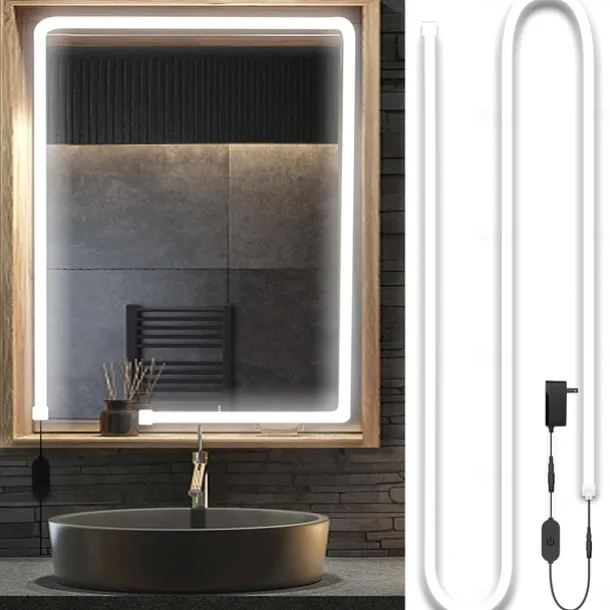 LED Makeup Mirror Light Hollywood Style Makeup Light 6.5-16FT/6000K/3000K Dimmable 12V Adapter/Mirror Strip Light Lighting for Vanity and Bathroom Mirrors