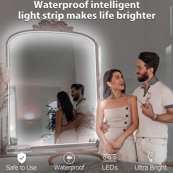 LED Makeup Mirror Light Hollywood Style Makeup Light 6.5-16FT/6000K/3000K Dimmable 12V Adapter/Mirror Strip Light Lighting for Vanity and Bathroom Mirrors
