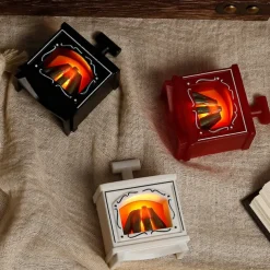 LED Mini Maquete LED Glowing Fireplace Decoration Electronic Candle Lights Creative Home Décor Small Fireplace Holiday Party Decoration Light 1PC for Halloween