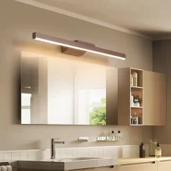 LED Mirror Headlights Coffee Colored Bathroom LED Modern and Minimalist Nordic Bathroom Household Mirror Cabinet Creative Dressing Table Makeup Lighting Fixtures AC110V AC220V