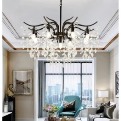 LED Modern Chandelier Lamp LED Crystal Chandeliers Gold Black Chandelier Luxury Lighting Kitchen Dining Living Room Bedroom Lamp Lustre Pendente 9-Light