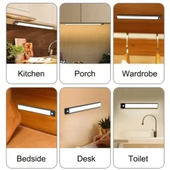 LED Motion Sensor Cabinet Light, Wireless USB Rechargeable Closet Light, Under-Counter Lighting for Closets, Cupboards & Stair
