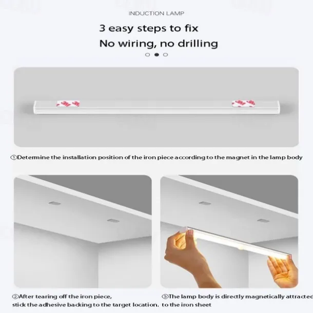 LED Motion Sensor Cabinet Light Magnetic Wireless Motion Sensor Wardrobe Light Homelife USB Rechargeable Light Bar Upgrade Your Home