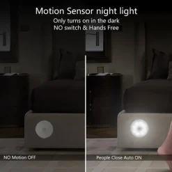 8LED Motion Sensor LED Night Light Smart Switch Sensor Light USB Rechargeable Battery Driven Bathroom Bedside Light For Room Hallway Access Bathroom Home Lighting
