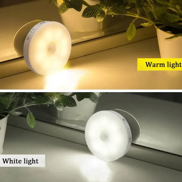 8LED Motion Sensor LED Night Light Smart Switch Sensor Light USB Rechargeable Battery Driven Bathroom Bedside Light For Room Hallway Access Bathroom Home Lighting