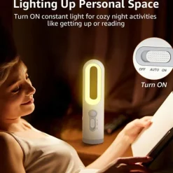 LED Motion Sensor Night Light 2 in 1 Portable Flashlight With Dusk To Dawn Sensor For Bedroom Bathroom Reading Camping