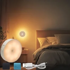 8LED Motion Sensor Night Light, USB Rechargeable Stair Cabinet Light Automatic On/Off, Ideal for Kitchen, Bedroom, Closet, Stairs and Hallway