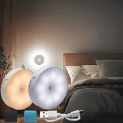 8LED Motion Sensor Night Light, USB Rechargeable Stair Cabinet Light Automatic On/Off, Ideal for Kitchen, Bedroom, Closet, Stairs and Hallway