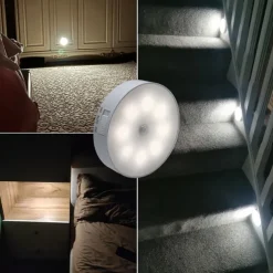 8LED Motion Sensor Night Light, USB Rechargeable Stair Cabinet Light Automatic On/Off, Ideal for Kitchen, Bedroom, Closet, Stairs and Hallway