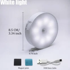 8LED Motion Sensor Night Light, USB Rechargeable Stair Cabinet Light Automatic On/Off, Ideal for Kitchen, Bedroom, Closet, Stairs and Hallway