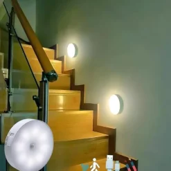 8LED Motion Sensor Night Light, USB Rechargeable Stair Cabinet Light Automatic On/Off, Ideal for Kitchen, Bedroom, Closet, Stairs and Hallway